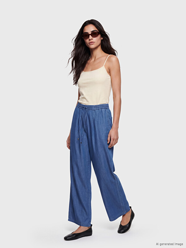 LCW Jeans Elastic Waist Wideleg Women's Jeans