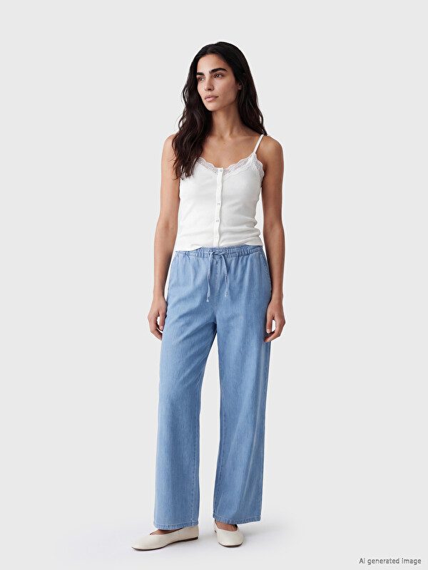LCW Jeans Elastic Waist Wideleg Women's Jeans
