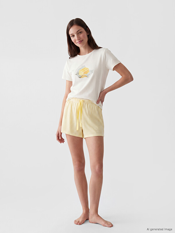 LCW Young Bisiklet Yaka Kadın Şortlu Pijama Takımı