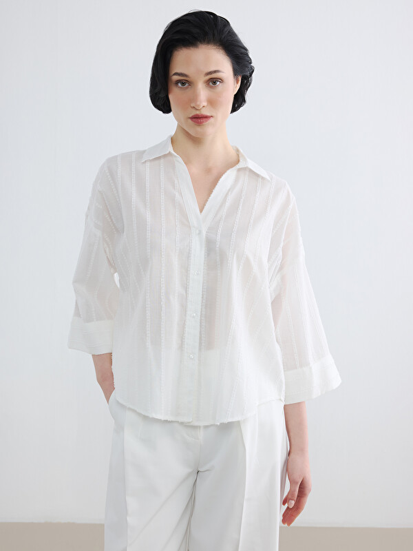 LCW Vision Embroidered Detailed Oversize Women's Shirt