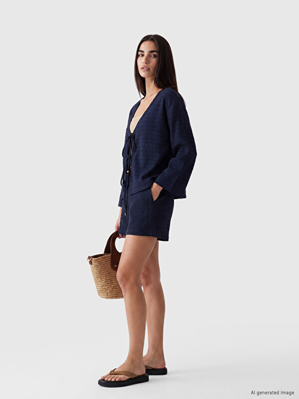 LCW Vision Pantaloni scurți texturați cu talie elastică pentru femei