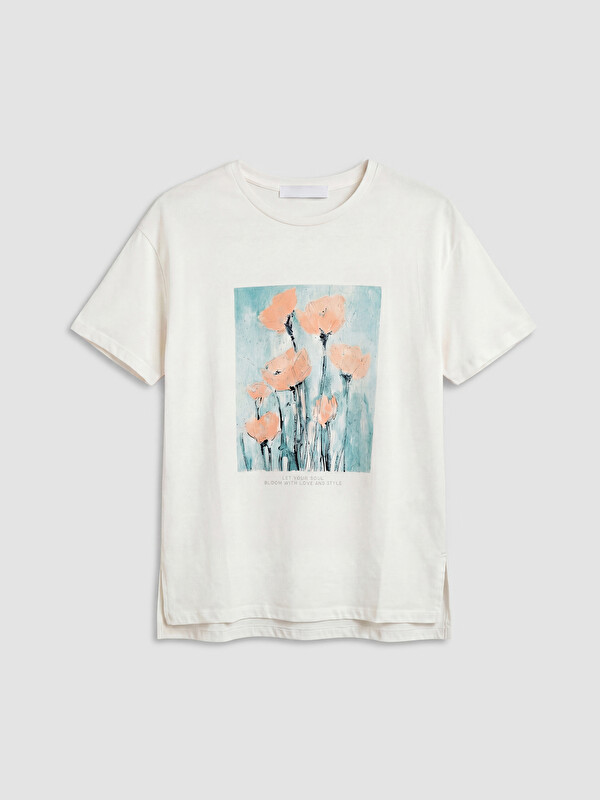 LCWAIKIKI Classic Crew Neck Floral Jersey Women's T-Shirt