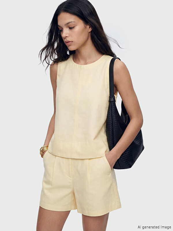 LCW Vision Crew Neck Linen Blend Blouse