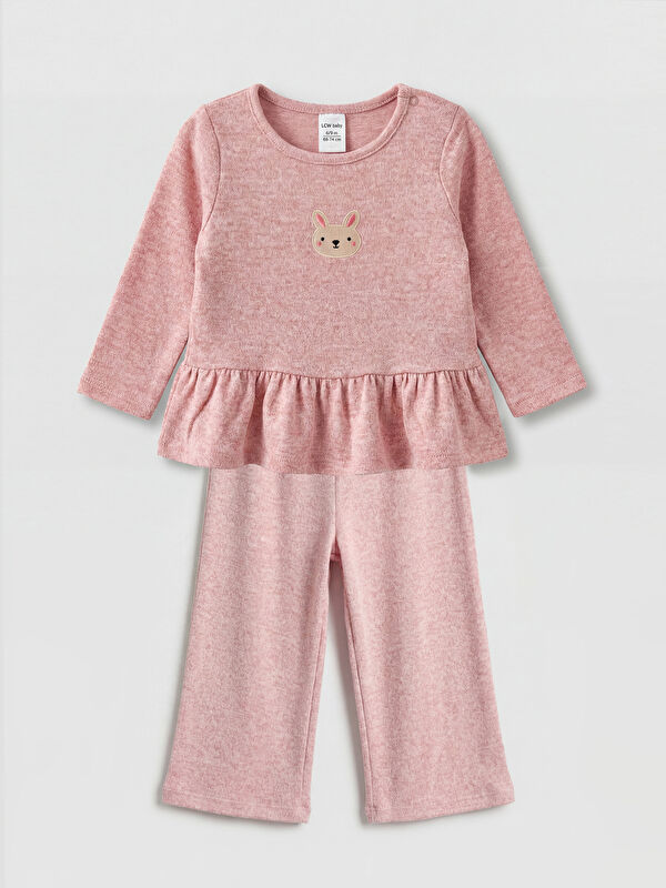 LCW baby Embroidered Baby Girls' T-shirt and Trousers