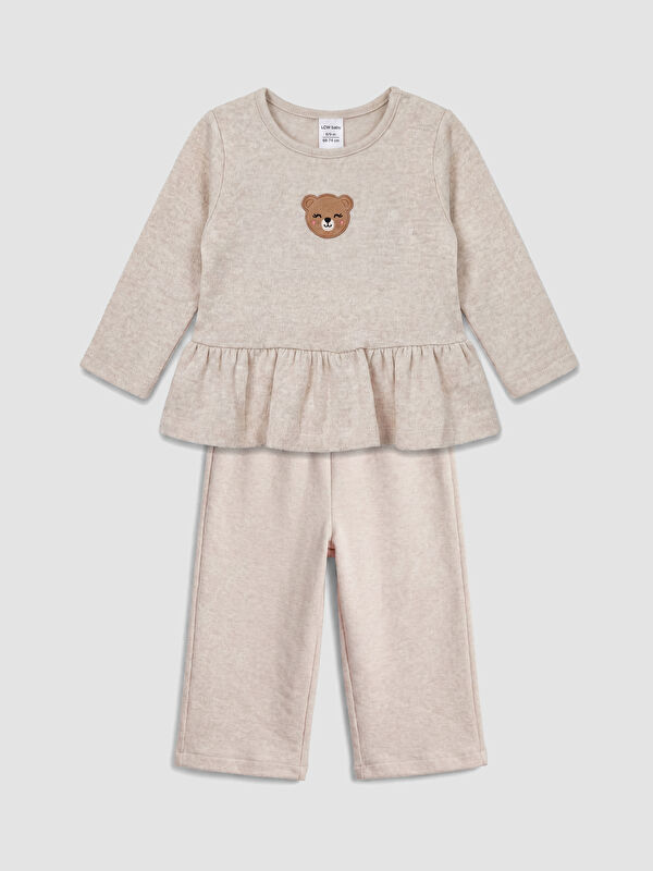 LCW baby Embroidered Baby Girls' T-Shirt and Pants