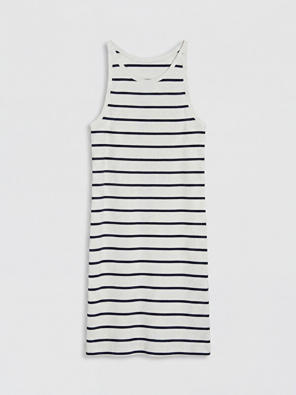 LCW Kids U Neck Striped Girls' Ribbed Dress
