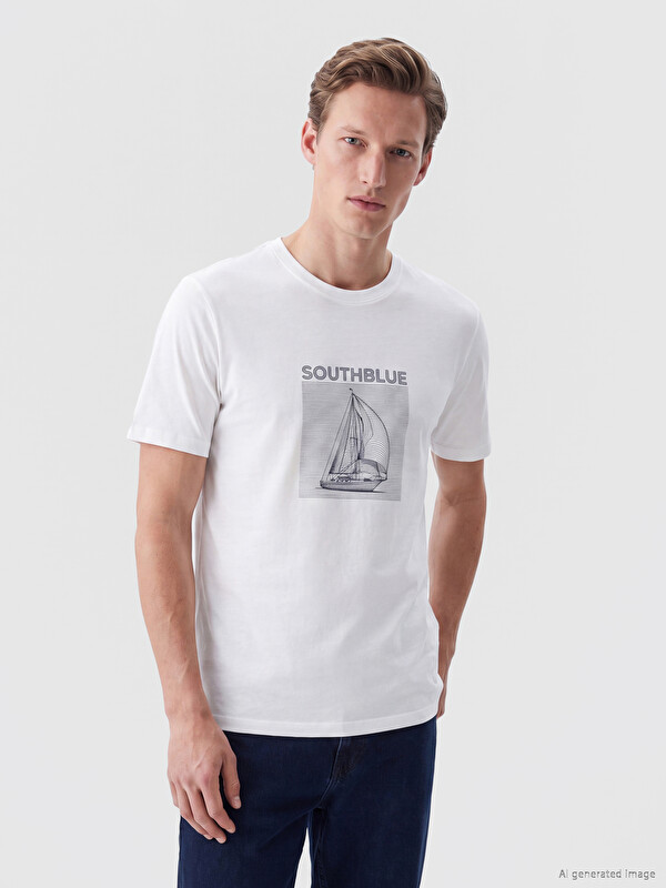 SOUTHBLUE Mashkull E Bardhe T-shirt