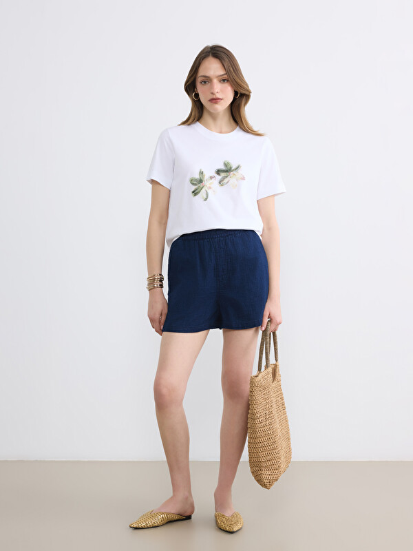 LCW Jeans Elastic Waist Bermuda Fit Women's Denim Shorts