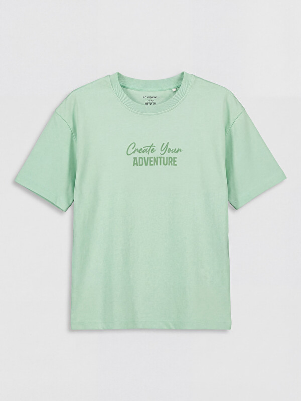 LCW Kids Slogan Baskılı Erkek Çocuk Tişört