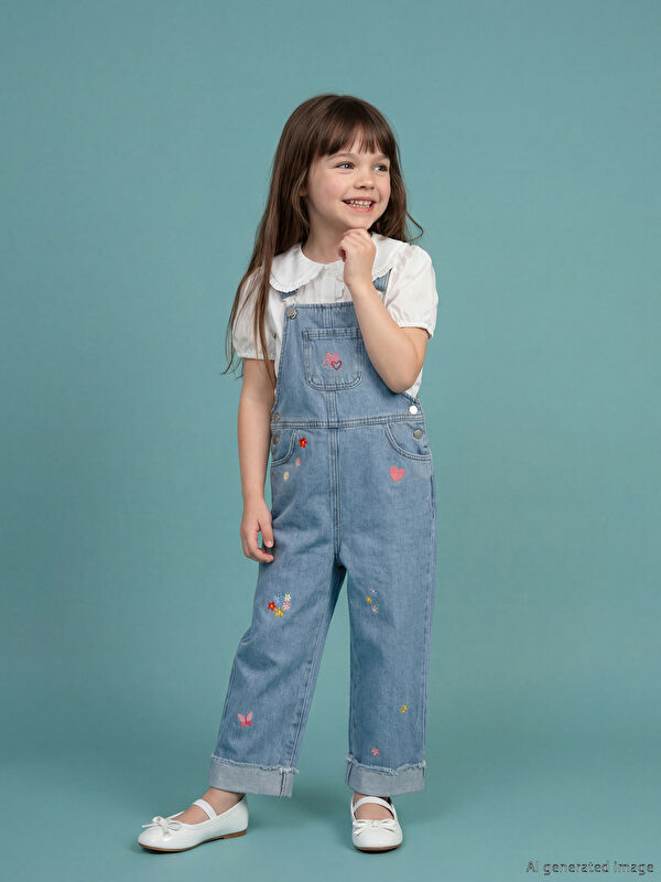 LCW Kids Nakışlı Kız Çocuk Jean Salpet