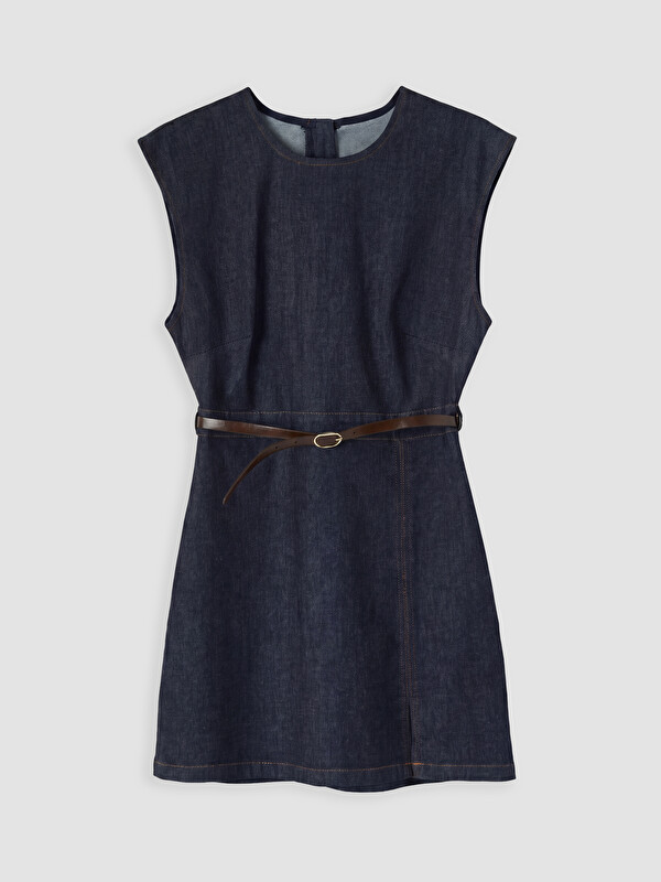 LCW Vision Kemerli Belden Oturtmalı Mini Jean Elbise