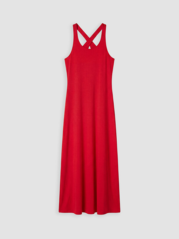 LCW Vision U Neck Cross Strap Bodycon Dress