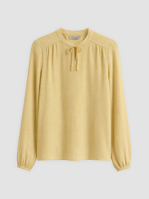 LCW EVERYDAY Tie Neck Gathered Blouse