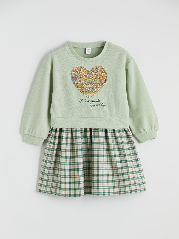 LCW Kids Heart Patterned Girls' Ruffled Dress