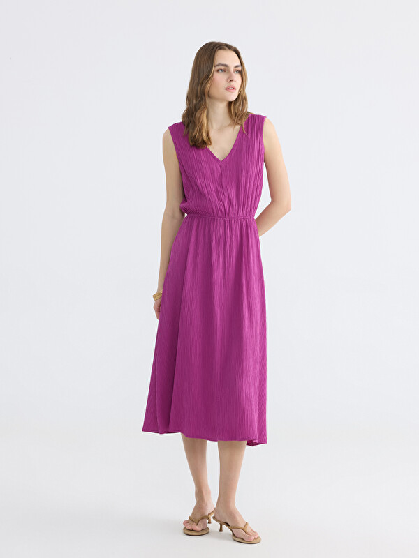 LCWAIKIKI Classic V Neck A Form Textured Dress