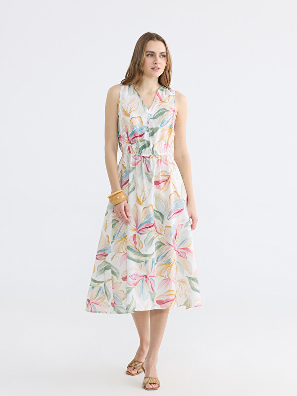 LCWAIKIKI Classic Women's V Neck Patterned A-Line Dress