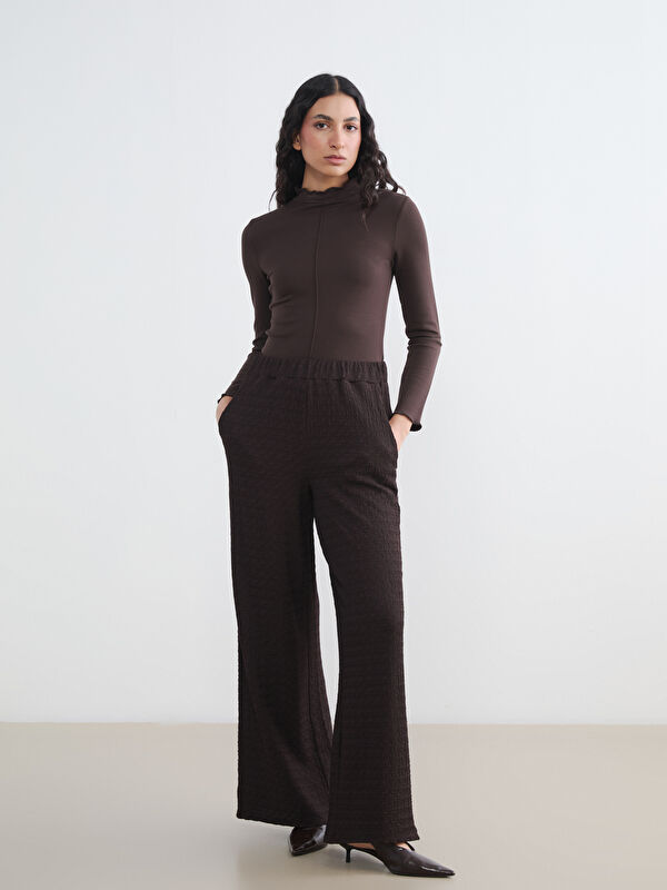 LCW Modest Beli Lastikli Dokulu Kadın Pantolon