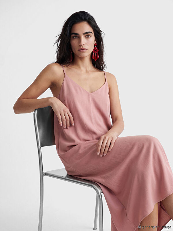 LCW Vision V Neck Strappy A-Line Dress