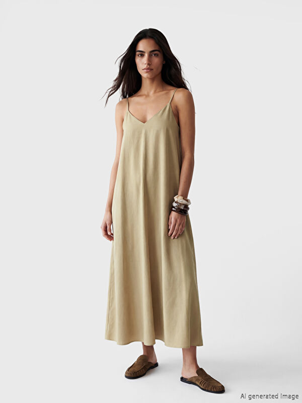 LCW Vision V Neck Strappy A-Line Dress
