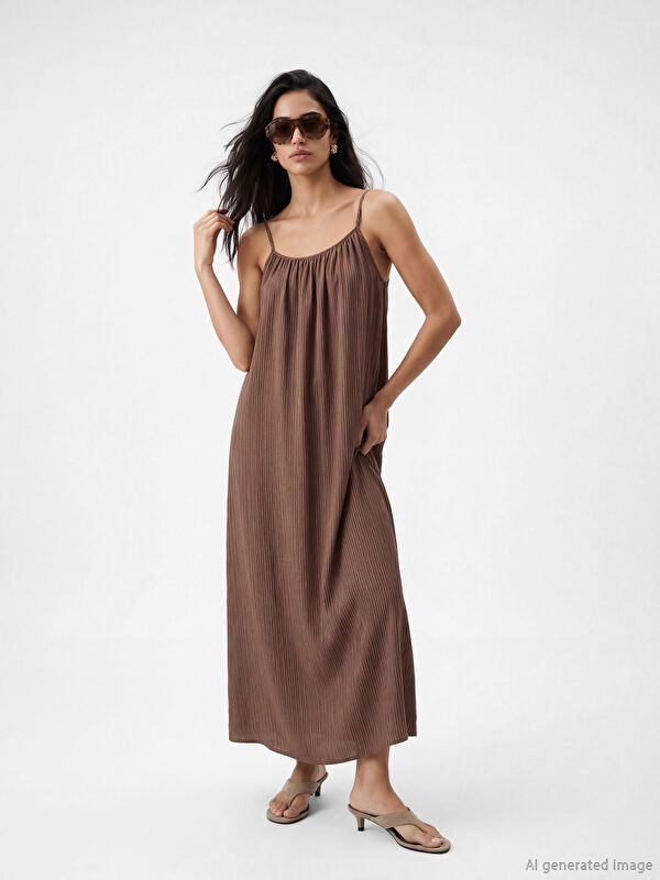 LCW Vision U Neck Strappy A Form Dress