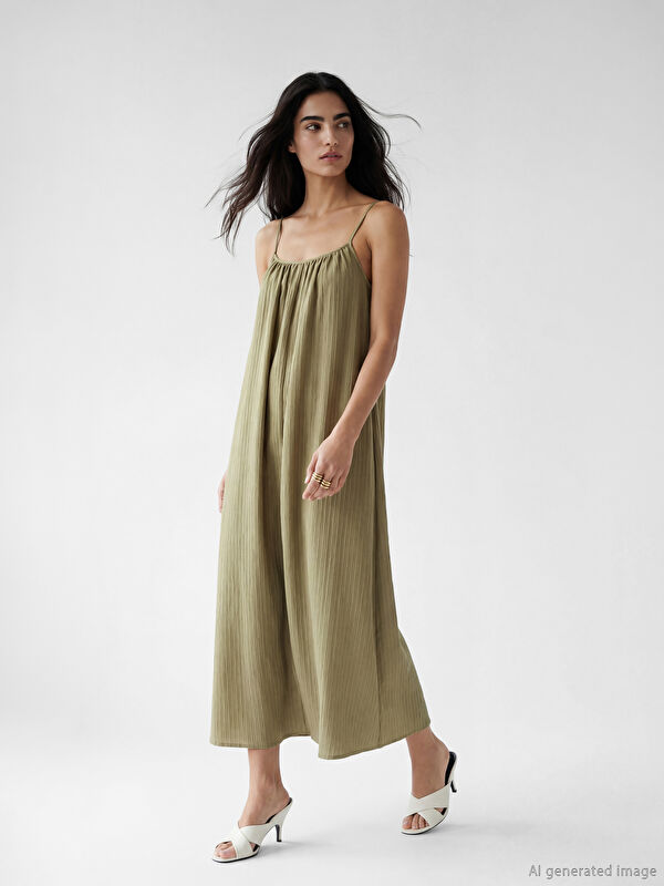 LCW Vision U Neck Strappy A Form Dress