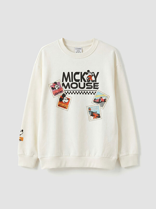 LCW Kids Mickey Mouse Baskılı Kız Çocuk Kalın Sweatshirt