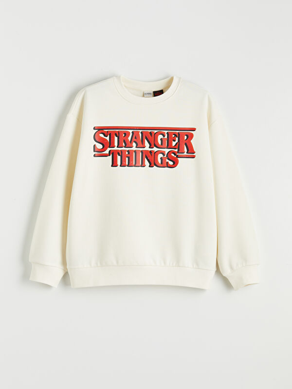 LCW Kids Stranger Things Baskılı Kız Çocuk Kalın Sweatshirt