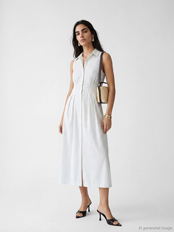 LCW Vision Gestreiftes Popeline-Hemdblusenkleid