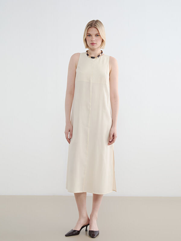 LCW Vision Crew Neck Slit Detail Dress