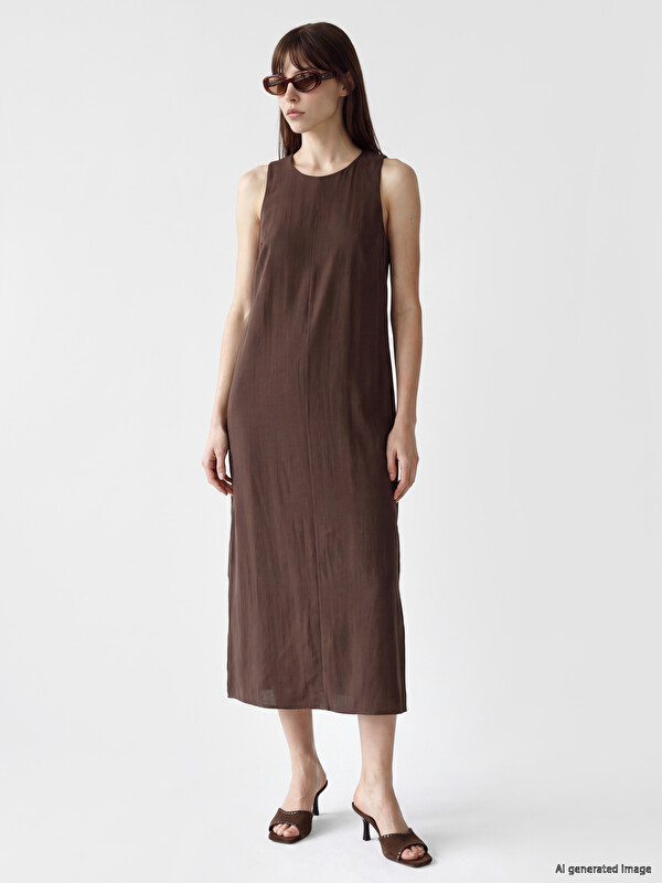 LCW Vision Crew Neck Slit Detail Dress