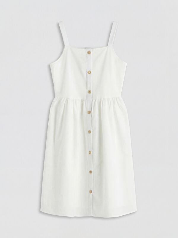 LCW Kids Square Neck Girls' Poplin Dress