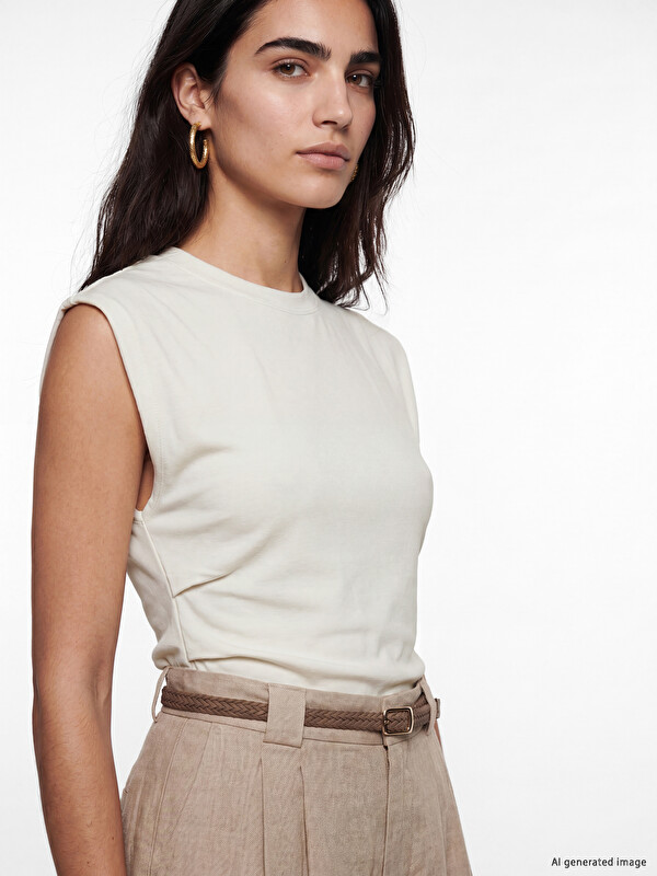 LCW Vision Crew Neck Ruched Blouse