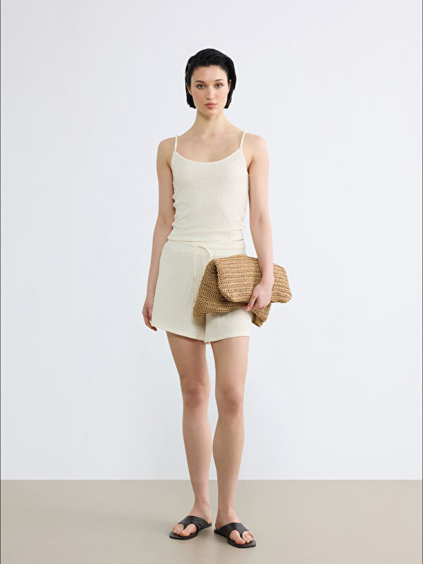 LCW Vision Elastic Waist Textured Women's Shorts