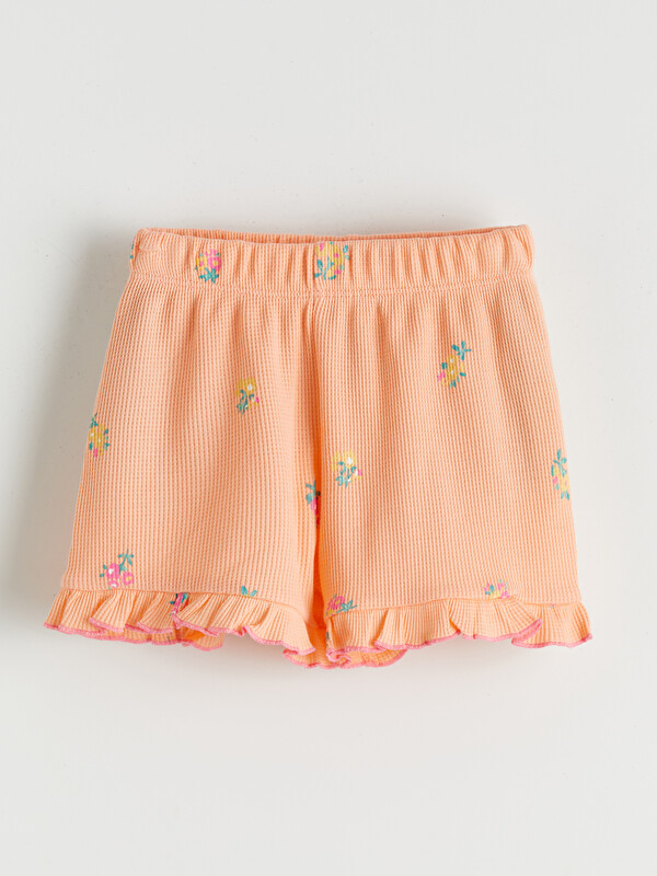 LCW Kids Kız Çocuk Baskılı Waffle Şort