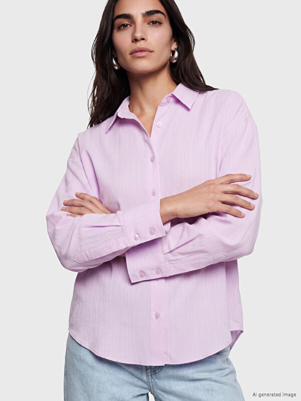 LCW Vision Striped Oversize Women's Shirt
