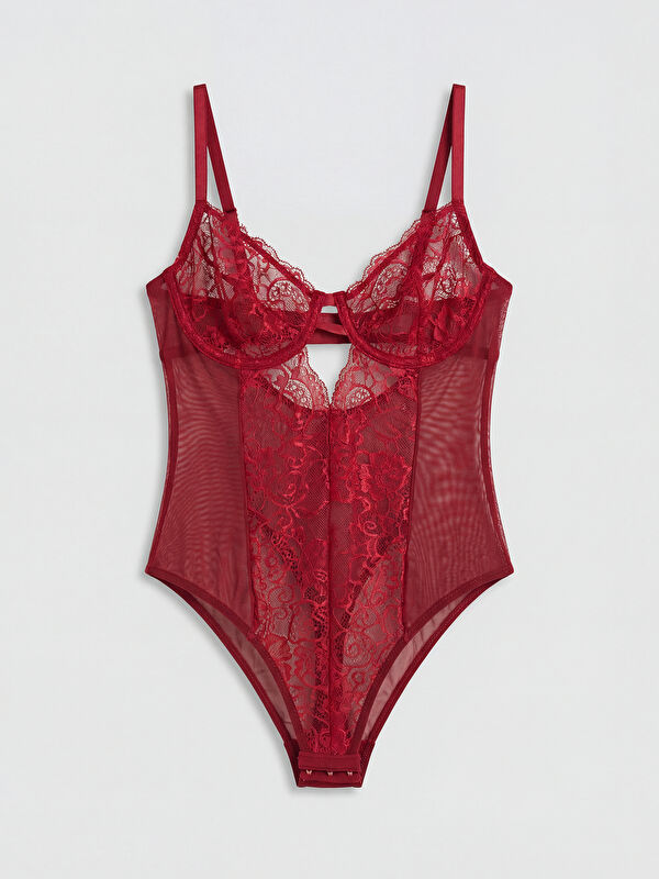 LCW DREAM Balenli Dolgusuz Dantelli Bodysuit