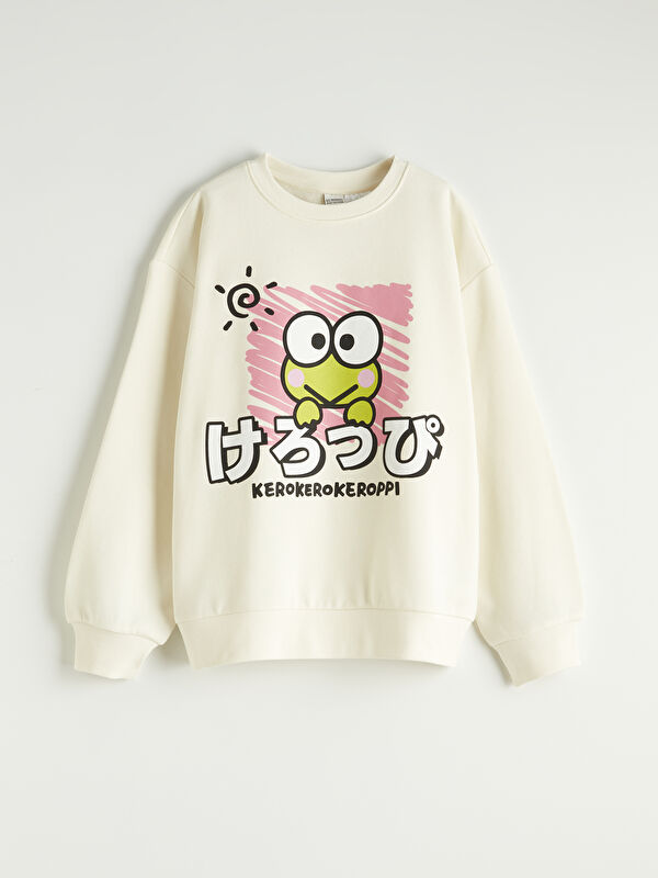 LCW Kids Keroppi Baskılı Kız Çocuk Kalın Sweatshirt