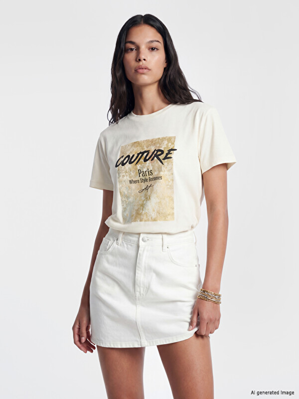 LCW Vision Paris Printed 100% Cotton Women's T-Shirt