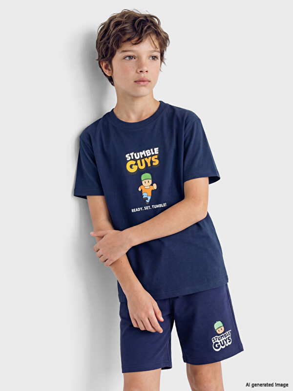 LCW Kids Stumble Guys Baskılı Erkek Çocuk Tişört