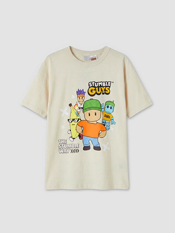 LCW Kids Bisiklet Yaka Stumble Guys Baskılı Erkek Çocuk Tişört