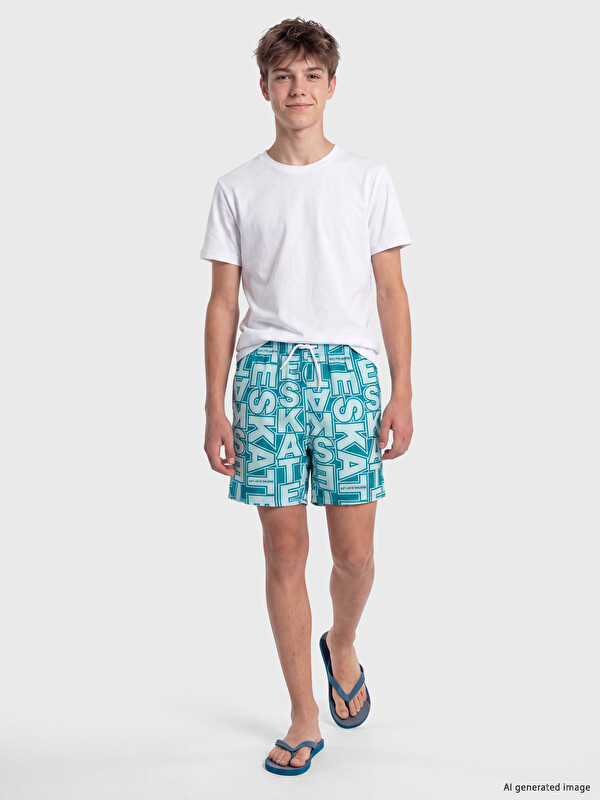 LCW Kids Text Printed Boys' Swimming Shorts