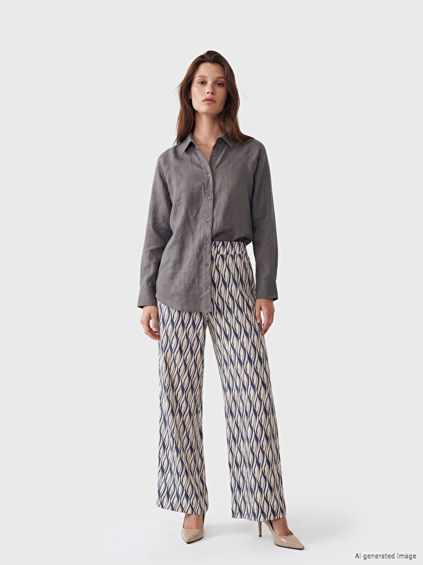 LCW Modest Pantalon Femme À Motifs À Taille Élastiquée