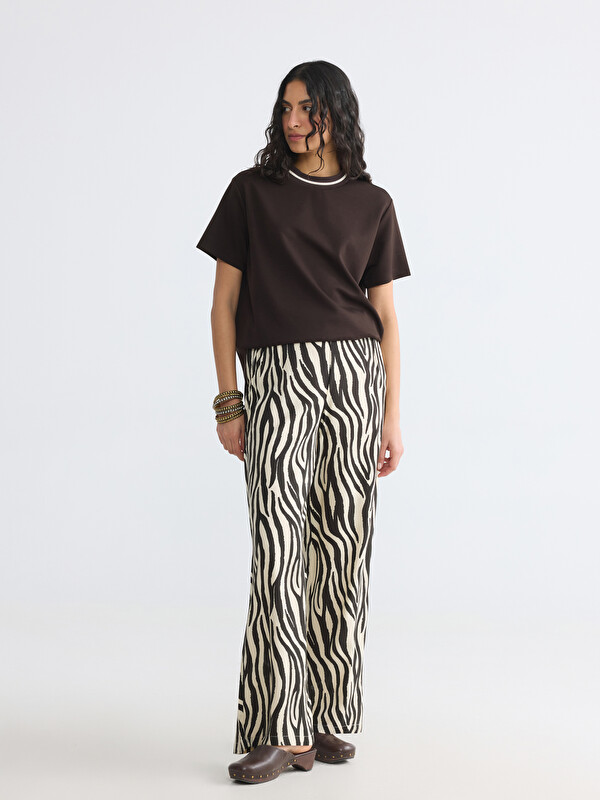 LCW Modest Pantalon Femme À Motifs À Taille Élastiquée