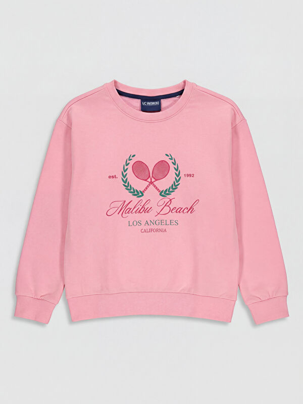 LCW Kids Crew Neck Printed Girls' Sweatshirt