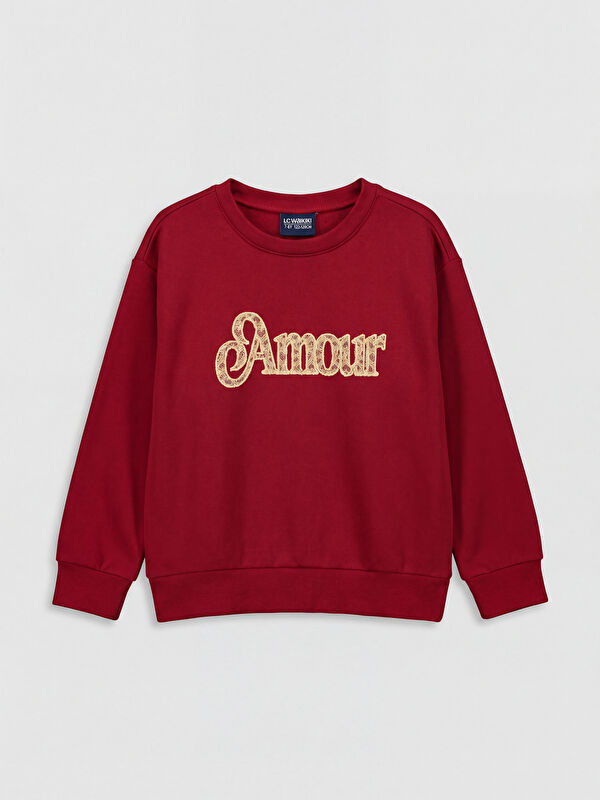 LCW Kids Crew Neck Printed Girls' Sweatshirt