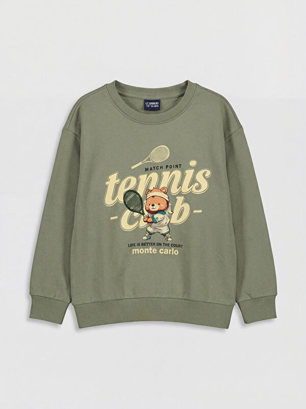 LCW Kids Crew Neck Printed Girls' Thick Sweatshirt