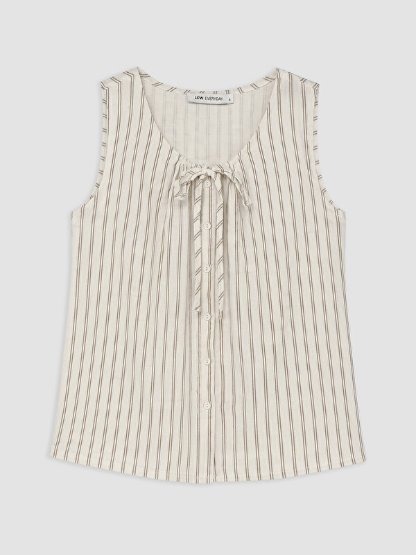 LCWAIKIKI Classic Crew Neck Striped Tie Detail Blouse
