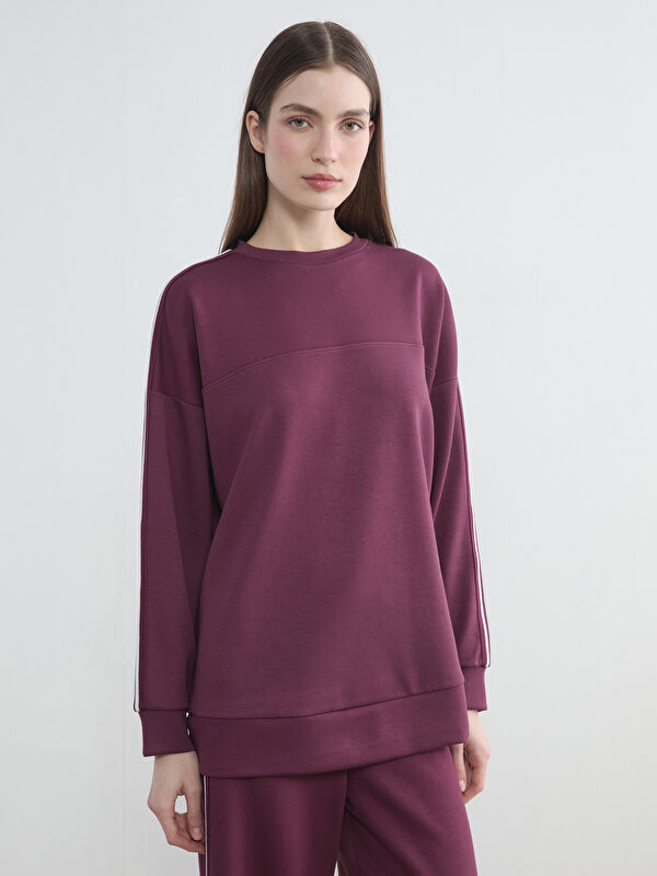 LCW Modest Bisiklet Yaka Oversize Kadın Sweatshirt Tunik