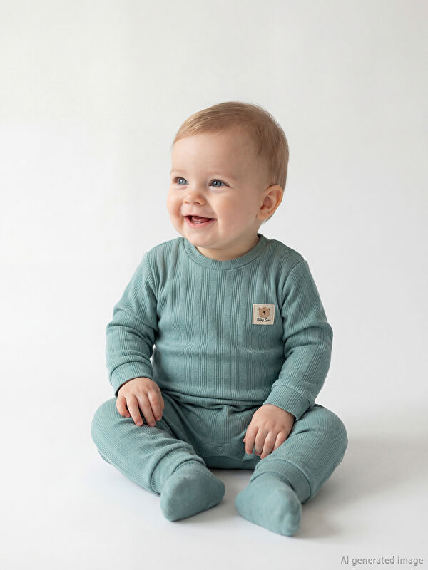LCW baby Ribbed Baby Boy Romper