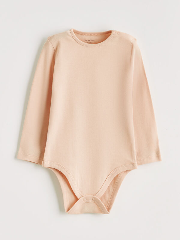 LCW baby Uzun Kollu Bisiklet Yaka Kız Bebek Çıtçıtlı Body